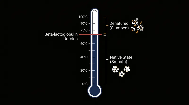 Whey proteins lose their structural integrity when exposed to temperatures above 75°C.
