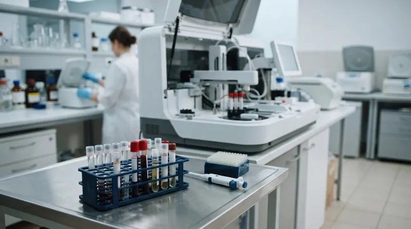 Illustration: Automated immunoassay platforms process thousands of samples daily, relying on chemical reagents that can be blinded by biotin.