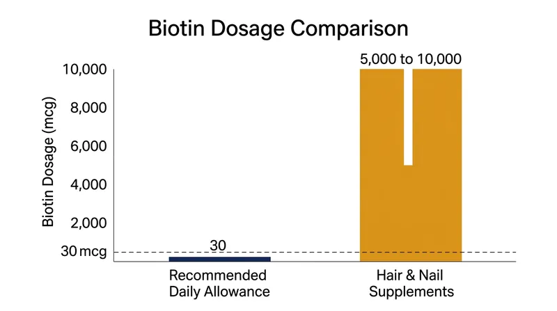 Over-the-counter biotin supplements often contain hundreds of times the recommended daily allowance.