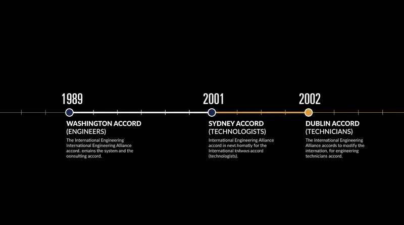 The three foundational accords of the International Engineering Alliance map to specific professional tracks.