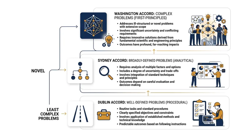 The IEA framework scales cognitive demand from procedural execution to first-principles synthesis.