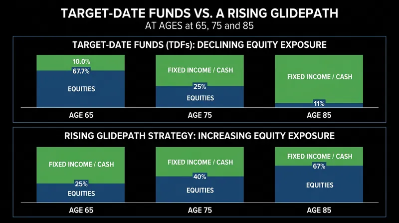 Rising glidepaths run entirely counter to the declining equity models used by major target-date fund providers.
