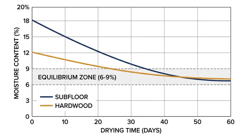 Hardwood cannot be safely sanded until its moisture content is within 2 to 4 percentage points of the subfloor beneath it.