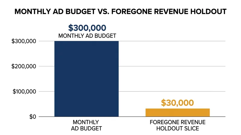 Running a 10 percent holdout test requires deliberately suppressing ads to a portion of the audience, resulting in foregone exposure.
