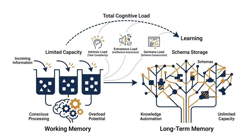 Novice learners lack the mental schema required to process complex unguided tasks.