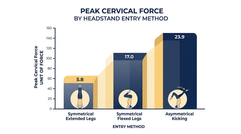 Entering the posture with straight legs significantly reduces the peak force striking the neck.