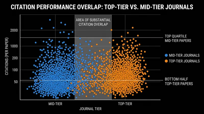 Citation variance within a single journal is greater than the variance between different journals.