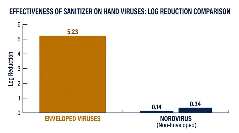 Standard ethanol sanitizers leave the vast majority of norovirus capsids intact and infectious on the skin.