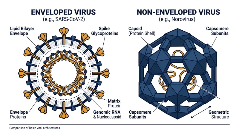 Norovirus lacks the fragile lipid envelope that alcohol-based sanitizers are designed to dissolve.