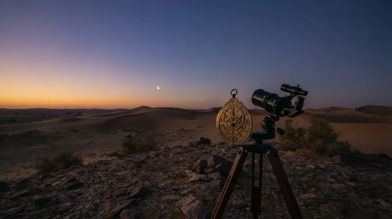 Illustration: While astronomical calculations predict the moon's position, physical observation remains central to the calendar's rhythm.