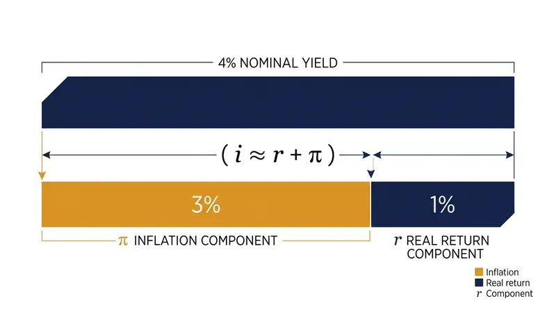 The Fisher effect separates a nominal yield into inflation compensation and real return.
