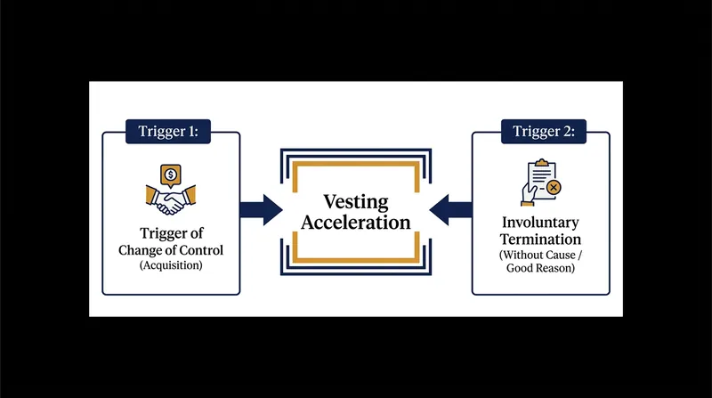 Both a change of control and a qualifying termination must occur to trigger early vesting.