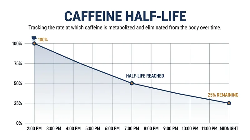 Because caffeine has a five-hour half-life, executing a caffeine nap late in the afternoon leaves active stimulant in the brain at bedtime.