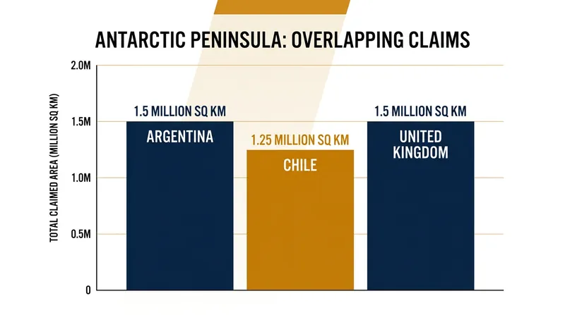 The Antarctic Peninsula is the most congested region on the continent, with three nations claiming overlapping sovereign territory.