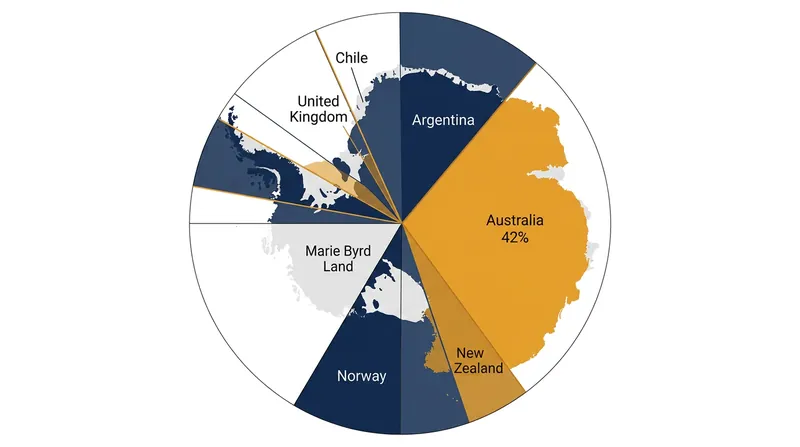 Seven nations claim wedge-shaped sectors of Antarctica, all of which are frozen under Article IV of the 1959 treaty.