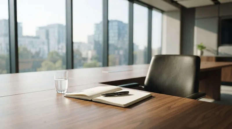 A professional candidate and an employer reviewing documents across a modern desk during a salary negotiation.