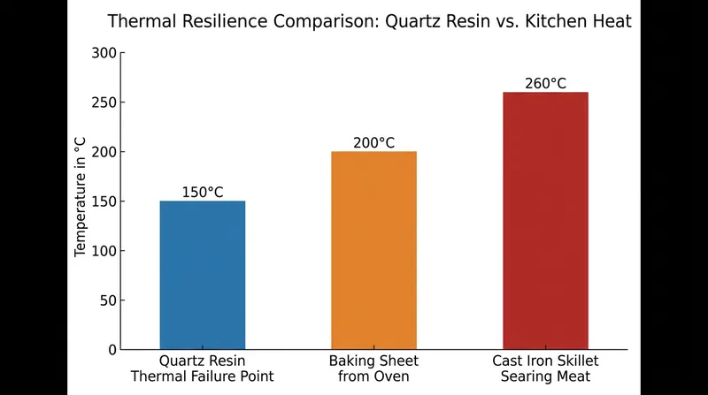 Standard cooking tasks easily exceed the thermal limits of engineered stone.