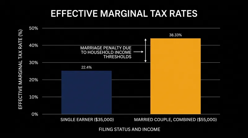 Combining incomes through marriage frequently pushes working-class couples over the benefit cliff.