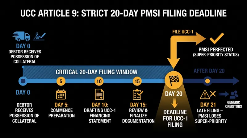 US suppliers must file a UCC-1 financing statement within 20 days to perfect their security interest.