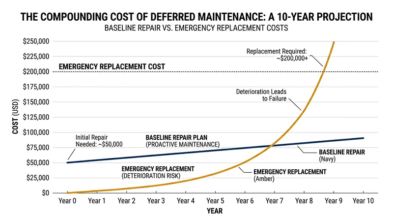 Deferring maintenance allows small problems to compound into major capital expenses.