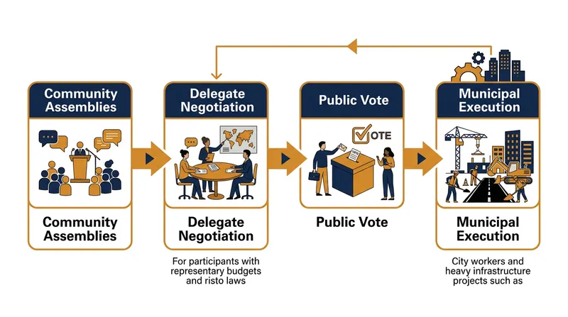 The binding democratic process ensures that citizen votes translate directly into funded municipal projects.