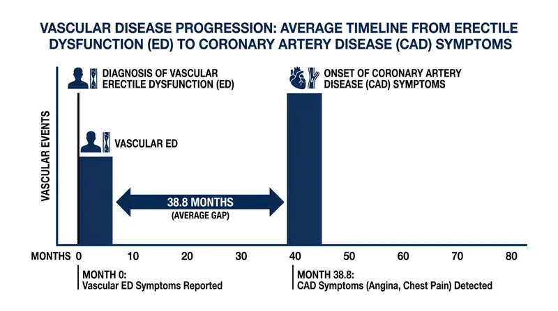 Clinical data shows that vascular erectile dysfunction precedes acute chest pain by an average of more than three years.