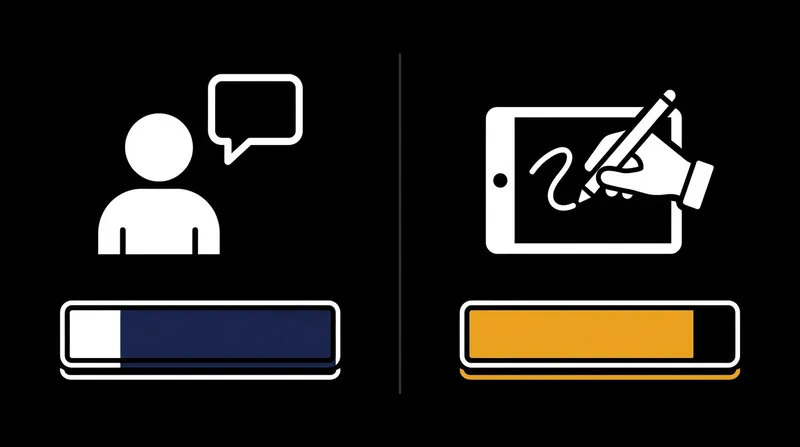 Dynamic visual anchors like tablet drawing sustain attention better than static talking heads.