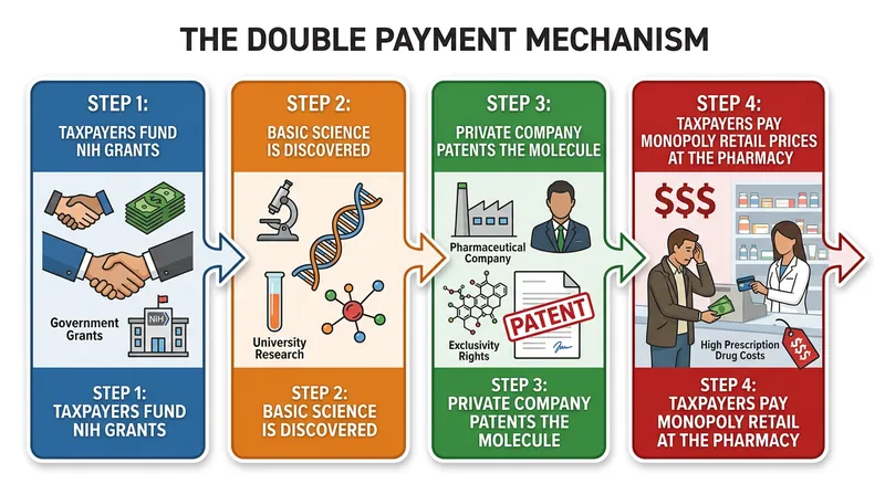 The current pharmaceutical model requires the public to pay twice for the same scientific breakthrough.