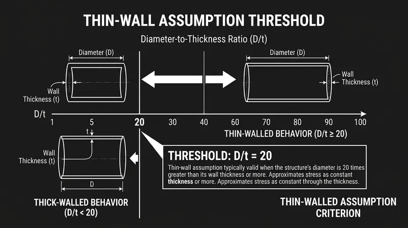 The simple 2:1 stress ratio applies only when a pipe's diameter is at least 20 times its wall thickness.