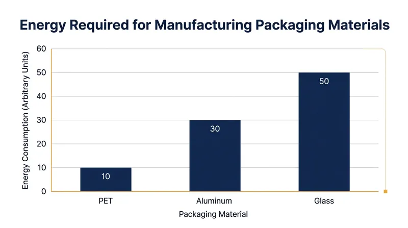 Manufacturing a glass bottle requires five times more energy than producing a comparable plastic container.