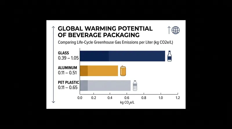 Life cycle assessments show single-use glass generates significantly more greenhouse gases per litre than aluminium or plastic.