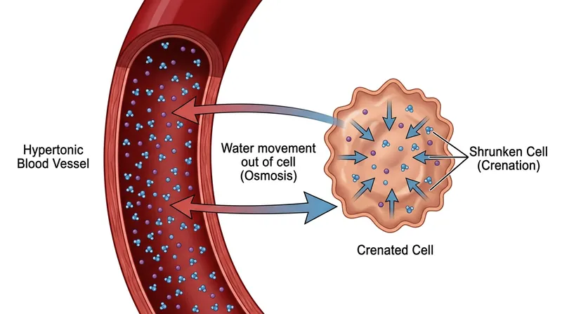 Hypertonic blood creates an osmotic vacuum that siphons water out of surrounding cells.