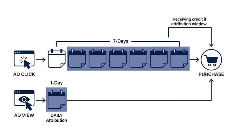 Meta's default attribution window claims credit for purchases made up to seven days after a click.