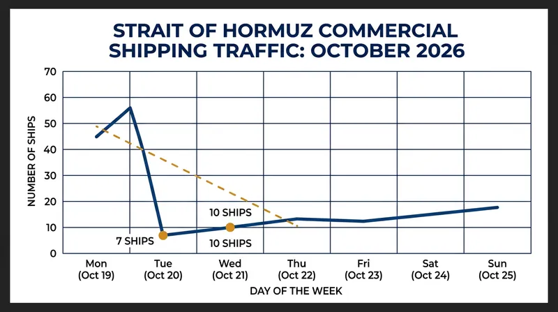 Commercial traffic through the Strait of Hormuz plummeted to a two-month low following the recent surge in attacks.