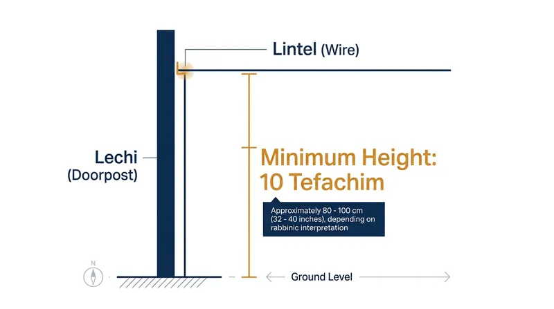 The legal geometry of a rabbinic doorway requires the overhead wire to rest directly above the vertical doorpost.