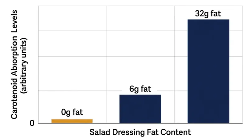 Clinical trials demonstrate that carotenoid absorption flatlines without dietary fat, but scales upward as lipid content increases.
