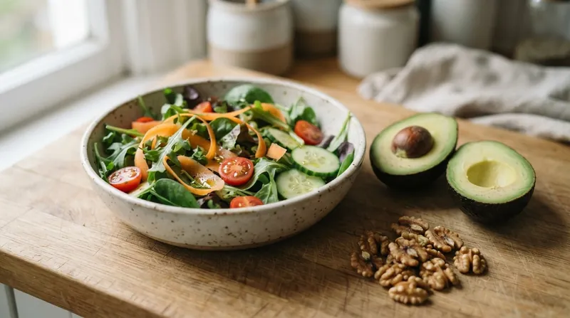 Illustration: Whole-food fats like avocados and nuts provide the necessary triglycerides to trigger micelle formation while adding textural contrast.