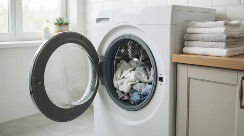 Illustration: Chronic low-temperature washing allows resilient biofilms to colonize the machine's internal components, continuously re-inoculating fresh laundry.