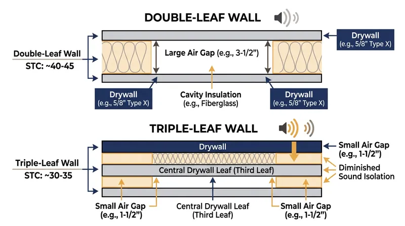 A third leaf splits a single deep air cavity into two shallower, stiffer air springs.