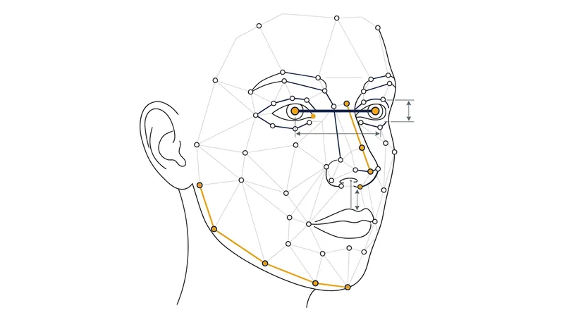 Biometric algorithms map roughly 90 nodal points on the face, using the distance between the pupils to scale the topographical grid.