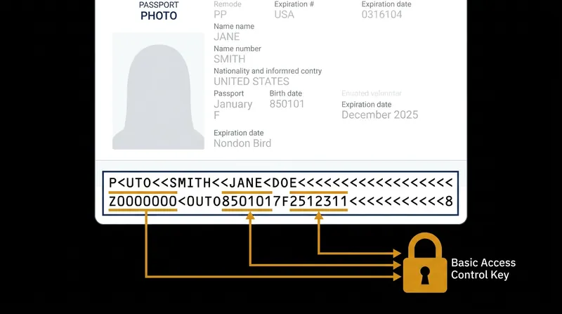 The optical scanner extracts three specific data points from the printed text to generate the cryptographic key.