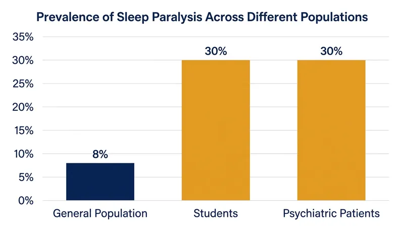 While isolated sleep paralysis affects roughly 8 percent of the general population, rates are significantly higher among students and psychiatric patients.