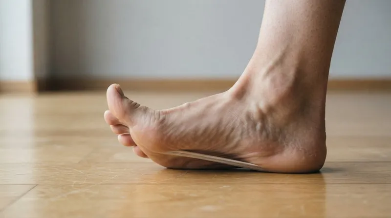 Close-up of a barefoot runner's foot pushing off the ground, showing the big toe bent sharply upward.