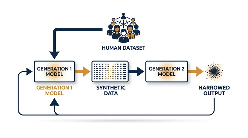 The autophagous loop: each generation acts as a lossy compression of the previous one.