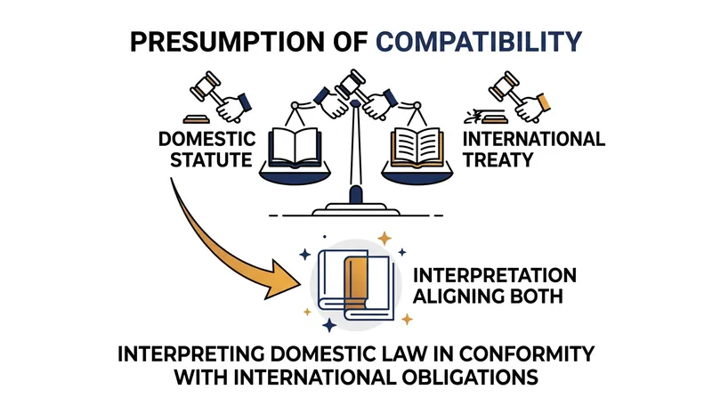 Courts use the presumption of compatibility to align ambiguous domestic laws with unincorporated treaties.