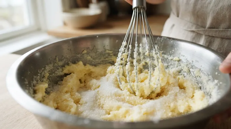 Illustration: Sugar crystals act as microscopic blades, cutting the initial air pockets into the butter that baking powder will later inflate.