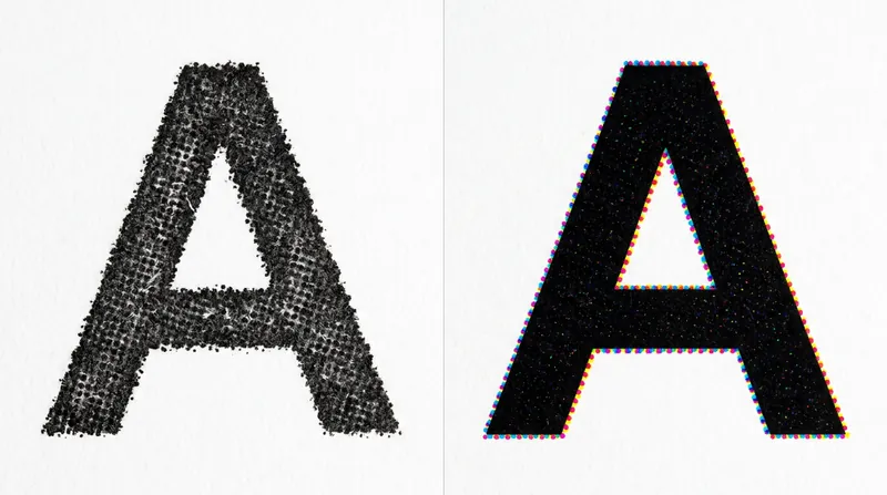 Composite rendering mixes color ink with black pigment to smooth edges and increase text contrast.