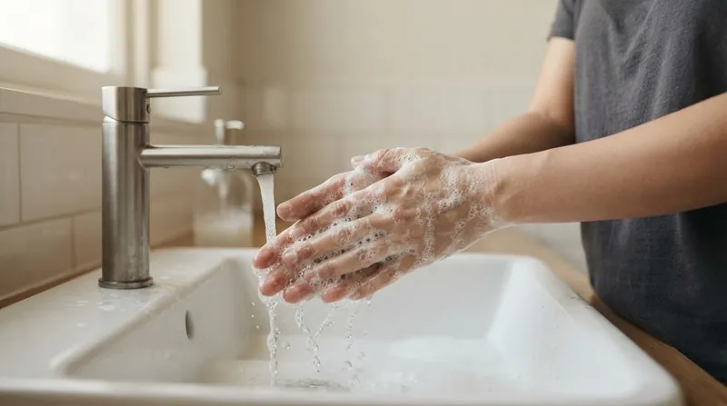 Illustration: Drying hands with a towel provides a final mechanical sweep that removes residual moisture and suspended microbes.
