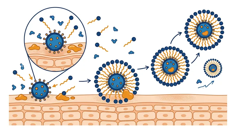 Surfactant molecules in soap act as a bridge between water and the oils that trap bacteria on the skin.