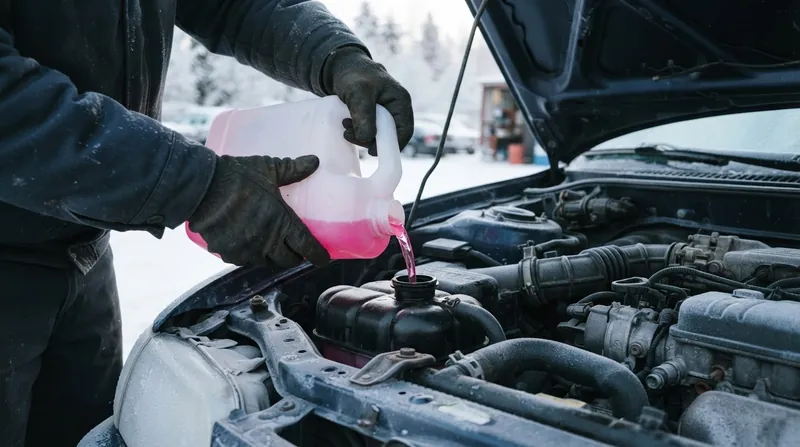 Illustration: Running pure ethylene glycol in a vehicle during winter can lead to premature freezing and severe engine damage.